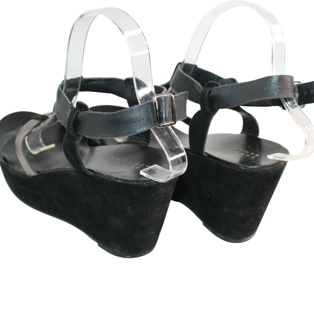Barneys New York Womens Sz 40 Black Strappy Open Toe Leather Platform Sandals - Picture 7 of 12